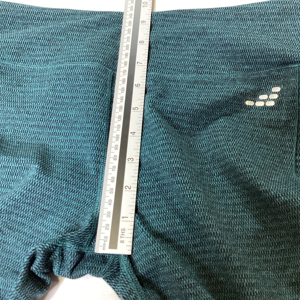 BCG NWT L Women Teal Textured Mesh Ruffle Capri Leggings Training Tight Fit Yoga - Picture 5 of 7